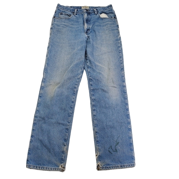 L.L.Bean Men's Double L® Jeans Natural Fit  Flannel-Lined 33 x 34 Blue - Picture 1 of 15